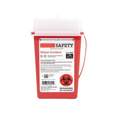 4622 Dynarex® 1-Quart Red Locking Sharps Container with Transparent Lid